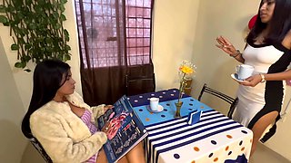 Lesbian Sex with My New Busty Stepmom at Breakfast