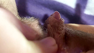 Huge clitoris rubbing and jerking orgasm in extreme close up masturbation