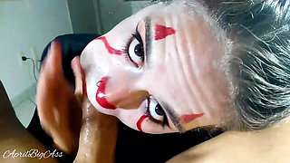 Halloween deep throat and cum swallow gargle