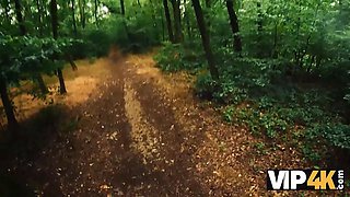 Vip4k. kinky woman hiker nails in the forest