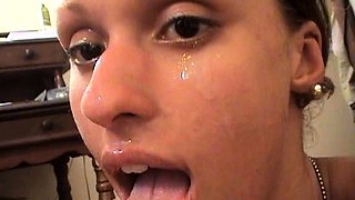 Extreme amateur pov blowjob with brunette babe