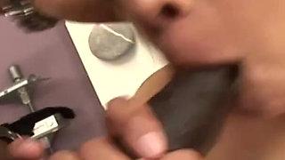 Ebony Babe with Big Ass Is Orally Satisfying a Bunch of Horny Guys