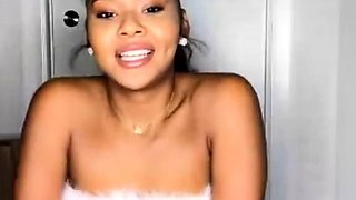 Glamour babe with big boobs masturbates in lingerie
