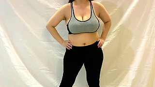 Beautiful Curvy Teen with Big Tits Gets Horny During Workout Begins to Fingering Pussy Masturbating to Orgasm