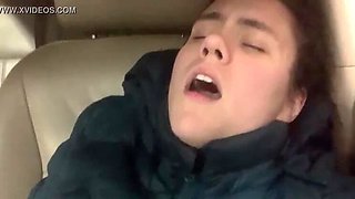 Hot Brunette MILF Masturbates & Cums Hard in Car - Public Sex Agony