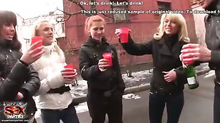 College girls drink in the street and have group sex