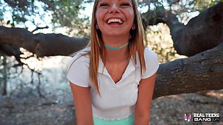 Slim Pretty Blonde Teen Hottie Mia Kay Flashes Her Charms & Fucks Hard In the Park & At the Hotel