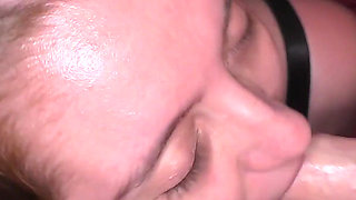 Hot Blonde and Brunette Getting Showered with Warm Cum