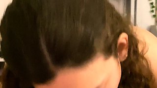 Brunette amateur blowjob and cock riding to earn some cash
