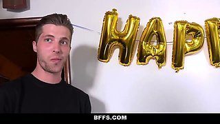 Bffs - hot girlfriend surprises her guy with fourway