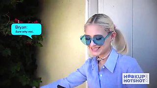 Petite blonde teen Jessie Saint gets rough throat fucked by Bryan Gozzling