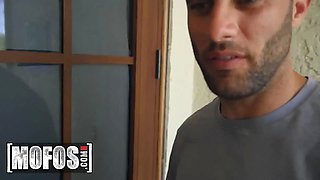 Chesty dark haired Sofi Ryan takes some naked selfies, tells Damon Dice to join in the fun - mofos