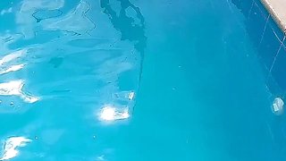 I Invited My Step-cousin to the Pool at Home, She Was Surprised by My Hard and Erect Cock