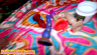 Ladyboy Bum Toyed And Nailed Bareback By Kinky Guy