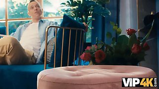 Vip4k. mature cougar in maid costume cleans with her tongue