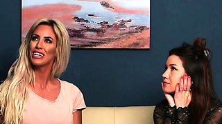 Cute voyeur babes watching guy jerking