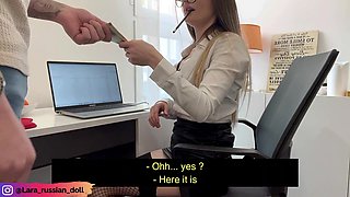 POV: Busty Secretary Receives a Bonus From Her Boss in Exchange for a Blowjob