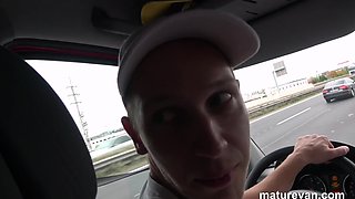Two Horny Old Grannies Fuck Guy In Van