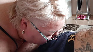 my wife went to work and my stepmom gives me a deep blowjob