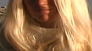 Hot Blonde Bares Her Pierced Pussy at a Public Beach
