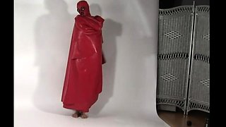 Latex slut solo anal masturbation