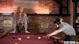 Exciting big breasts cougar fucks a big knob guy