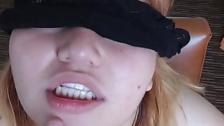 Chubby Bondage Slut with Cum on Her Mouth