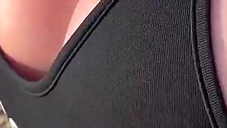 Boobs and Pierced Nipples Playing on the Beach