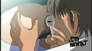 Perverted nerdy doctor makes submissive hentai beauty suck his lollicock