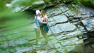 Outdoor Threesome orgy Oral sex