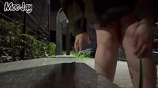 Flashing big tits and hairy pussy on a public bike ride Outside