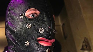 BDSM domina with gloves pegging crossdresser in 3way
