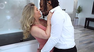 Big black cock lover gets a facial with her girlfriend’s help
