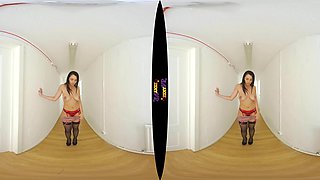 Down The Hall - Big Tit Brunette Solo Striptease