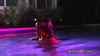 Full mom big black cocked in the pool