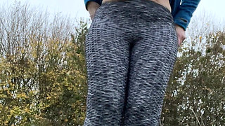 Outdoor Hairy Pussy Flashing Fingering