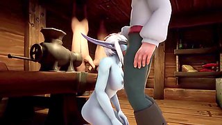 Elf gets it on with a night elf in the kitchen in this Warcraft parody