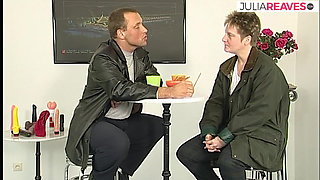 Hot milf strips and fucks herself with a huge dildo