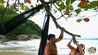 Pretty Brunette Sets up a Romantic Place to Have Hot Anal Sex on the Beach