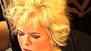 Busty hairy German granny Lola R gangbanged by two men