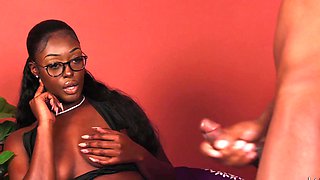 Joa Nova gets her glasses covered with cum