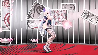 Yowane Haku Undress Dance Sexy Lingerie Hentai Stickysticky Song Mmd 3D Purple Clothes Color Edit Smixix