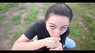 Black Lynn Ties Her Long Black Hair Into a Ponytail to Show Me How She Sucks Cock