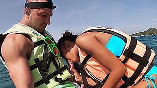 Driving on water and perfect blowjob by perverted Asian teen girlfriend