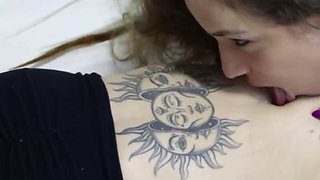 Redhead and Blonde Biting, Scratching and Licking Bellies and Belly Buttons!