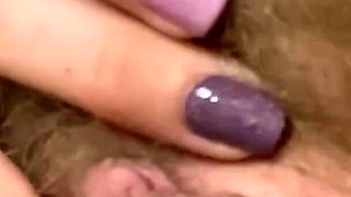 Big clit big labia and hairy pussy rubbing