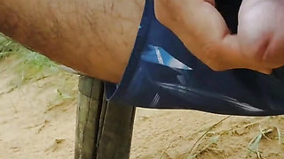 Gay latina ladysilva on the beach jerking off and cumming a lot