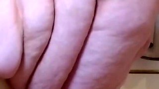 Naked SSBBW cleans lower camera view