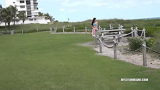 Hook up and fucked pretty brunette Kymberlee Anne on a beach