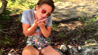 Czech amateur bangs outdoor pov